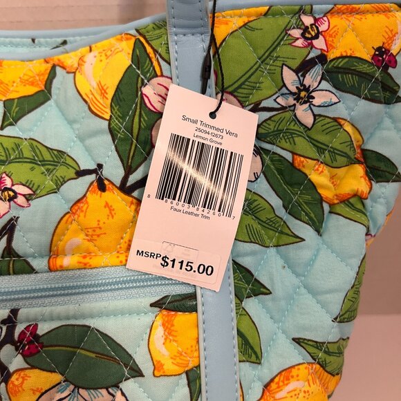 🌸 Vera Bradley Small Trimmed Vera Tote – Lemon Grove Print (NWT, MSRP $115) - Picture 4 of 10